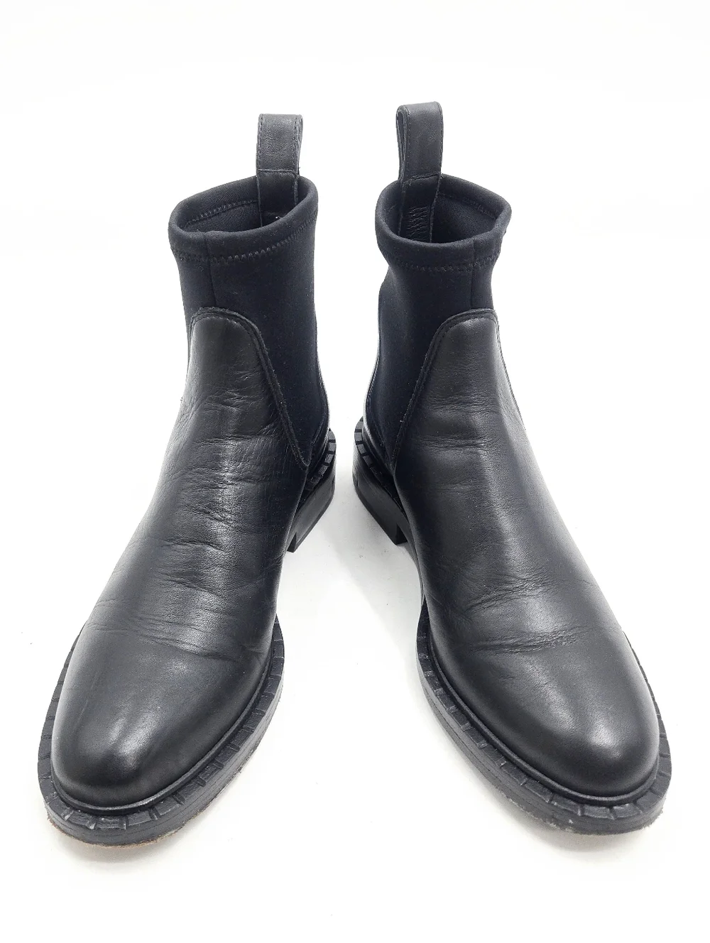 Reformation Alexa Chelsea Boots Black Leather Neoprene‎ Cuff Size 6